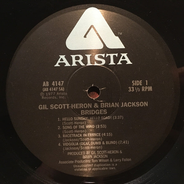 Gil Scott-Heron & Brian Jackson : Bridges (LP, Album, RE)