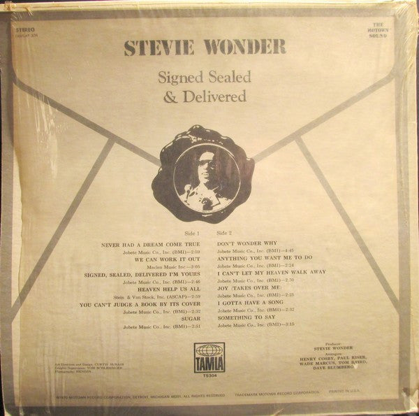 Stevie Wonder : Signed Sealed & Delivered (LP, Album, Hol)