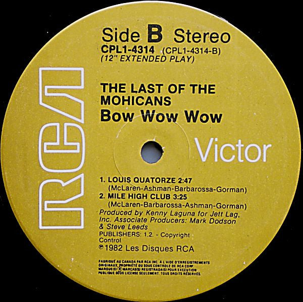 Bow Wow Wow : The Last Of The Mohicans (12", EP)