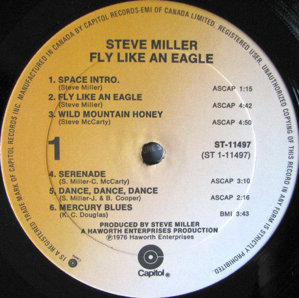 Steve Miller Band : Fly Like An Eagle (LP, Album, Qua)