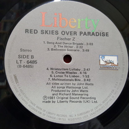 Fischer-Z : Red Skies Over Paradise (LP, Album)