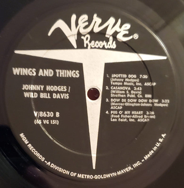 Johnny Hodges & Wild Bill Davis : Wings And Things (LP, Mono)