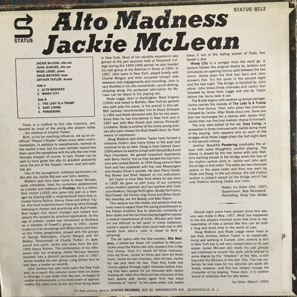 Jackie Mclean : Alto Madness (LP, Album, Mono, RE)