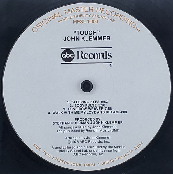 John Klemmer : Touch (LP, Album, Ltd, RE, RM)