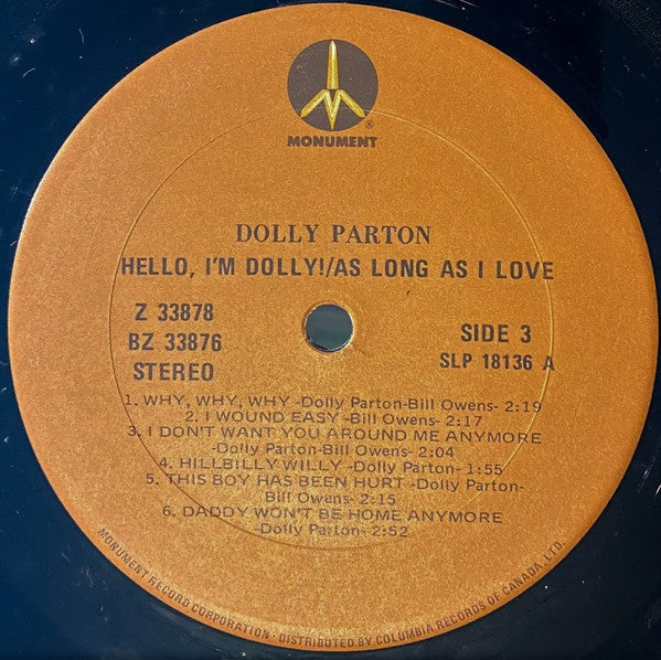 Dolly Parton : Hello I'm Dolly! / As Long As I Love (2xLP, Comp, RE)