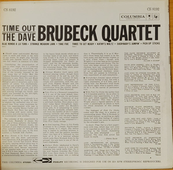 The Dave Brubeck Quartet : Time Out (LP, Album, RE, Ter)