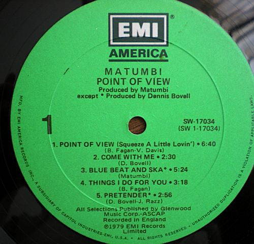 Matumbi : Point Of View (LP, Album)