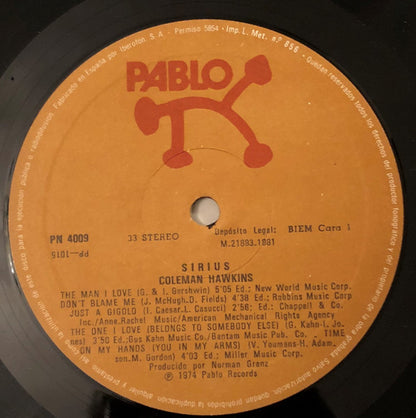 Coleman Hawkins : Sirius (LP, Album, RE)