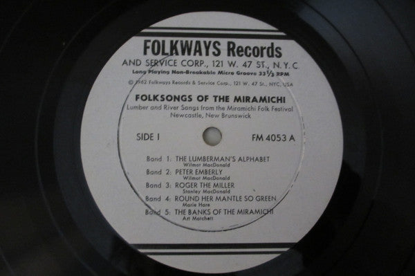 Various : Folksongs Of The Miramichi (LP, Comp)