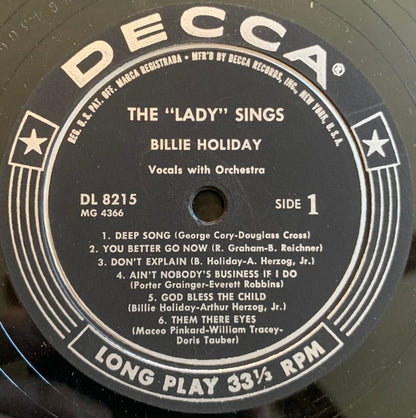Billie Holiday : The Lady Sings (LP, Comp, Mono)
