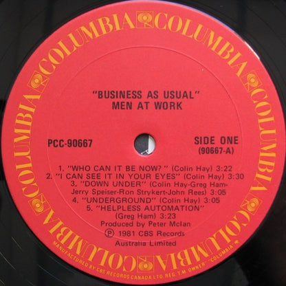 Men At Work : Business As Usual (LP, Album, Yel)