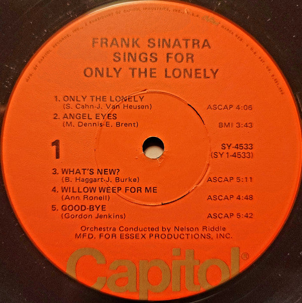 Frank Sinatra : Frank Sinatra Sings For Only The Lonely (LP, Album, RE)