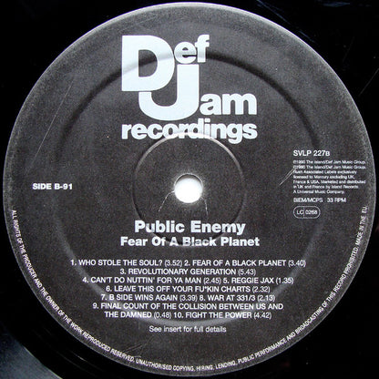 Public Enemy : Fear Of A Black Planet (LP, Album, Ltd, RE, 180)
