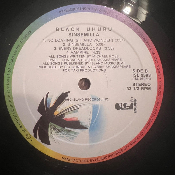 Black Uhuru : Sinsemilla (LP, Album)