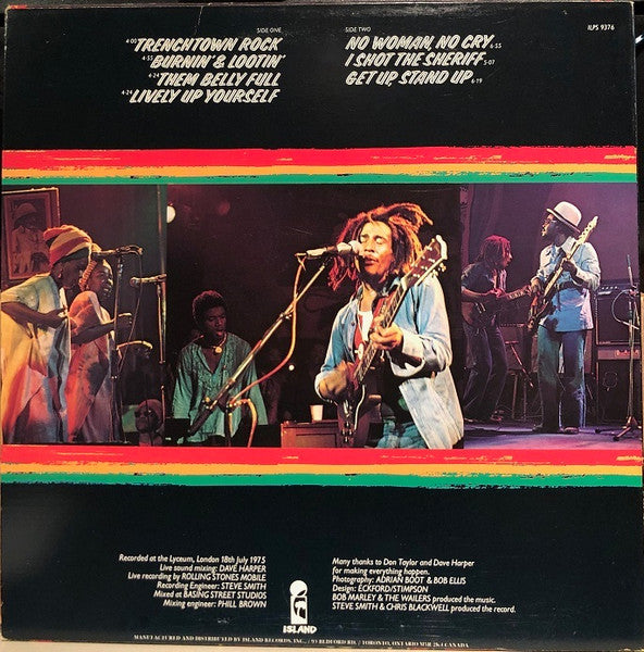 Bob Marley And The Wailers* : Live! (LP, Album, RE)