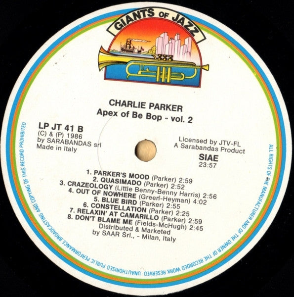 Charlie Parker : Apex Of Be Bop Vol. 2 (LP, Comp)
