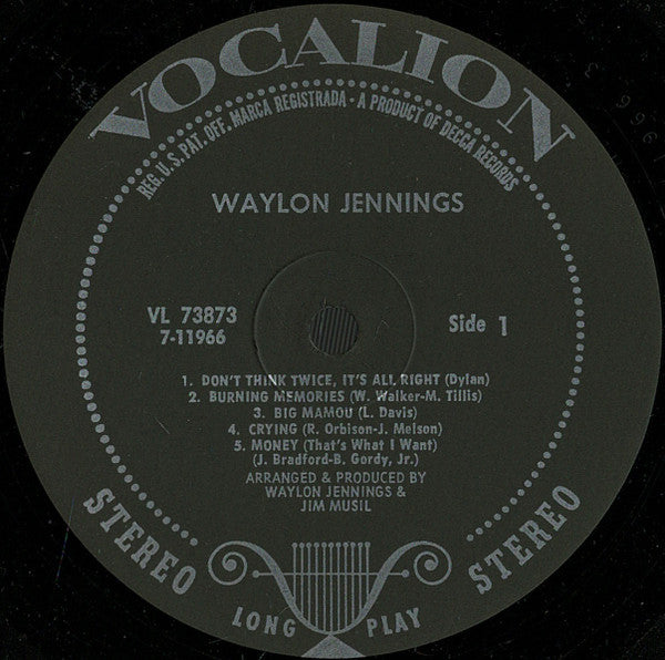 Waylon Jennings : Waylon Jennings (LP, Album, RE, Pin)