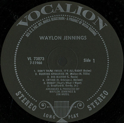 Waylon Jennings : Waylon Jennings (LP, Album, RE, Pin)