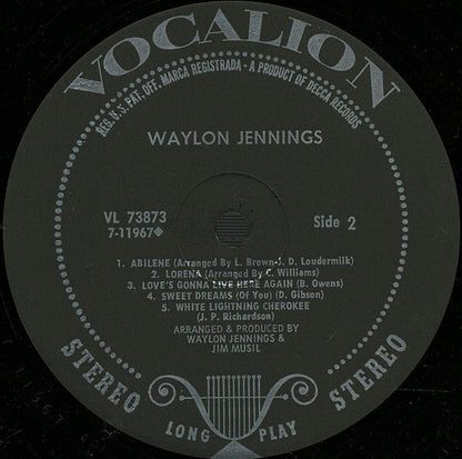 Waylon Jennings : Waylon Jennings (LP, Album, RE, Pin)