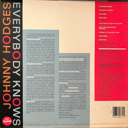 Johnny Hodges : Everybody Knows Johnny Hodges (LP, Album, RE, Pin)