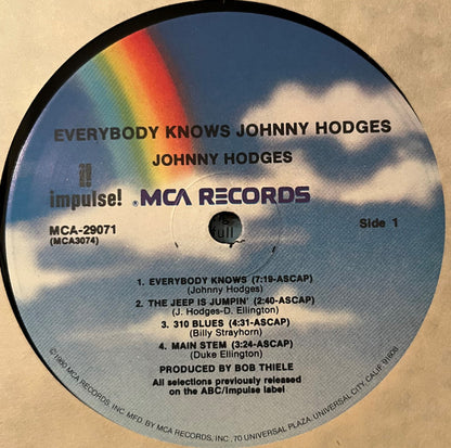 Johnny Hodges : Everybody Knows Johnny Hodges (LP, Album, RE, Pin)