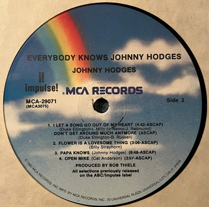 Johnny Hodges : Everybody Knows Johnny Hodges (LP, Album, RE, Pin)