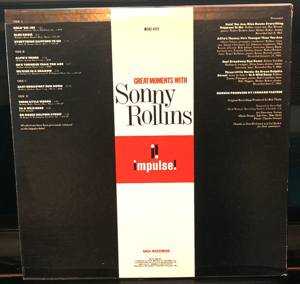 Sonny Rollins : Great Moments With Sonny Rollins (2xLP, Comp, Pin)