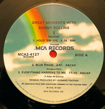 Sonny Rollins : Great Moments With Sonny Rollins (2xLP, Comp, Pin)