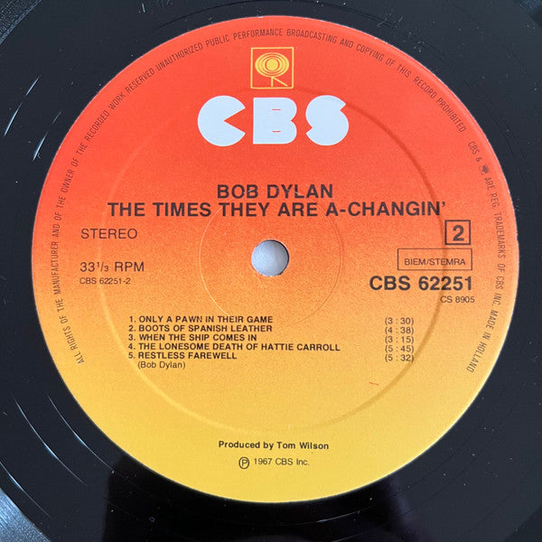 Bob Dylan : The Times They Are A-Changin' (LP, Album)