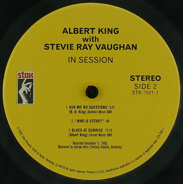 Albert King With Stevie Ray Vaughan : In Session (LP, Album, RE, Uni)