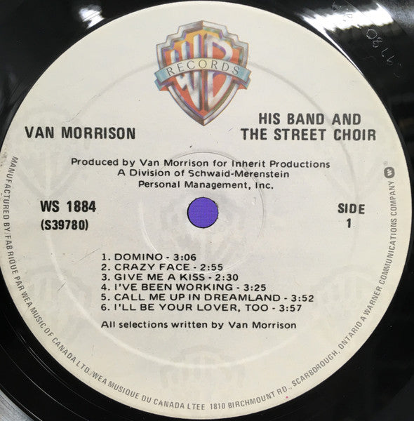 Van Morrison : His Band And The Street Choir (LP, Album, RE, Gat)
