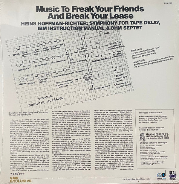 Heins Hoffman-Richter : Music To Freak Your Friends And Break Your Lease (LP, Album, Club, Ltd, Num, RE, RM, Gre)