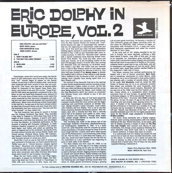 Eric Dolphy : In Europe, Vol. 2 (LP, Album, RM)