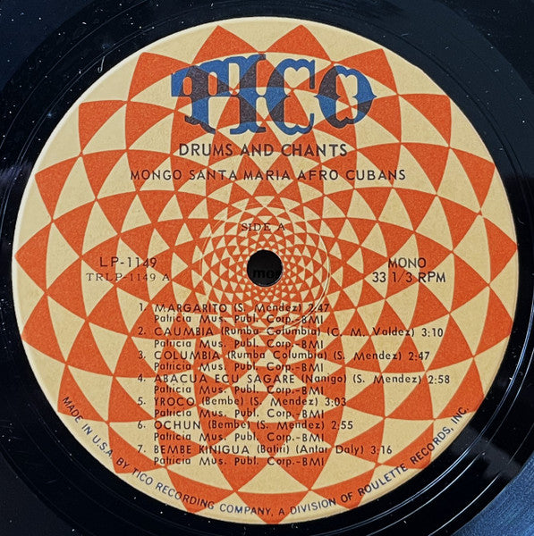Mongo Santamaria : Mongo Santamaria's Drums And Chants (Authentic Afro-Cuban Rhythms) (LP, Album, Mono, RE)