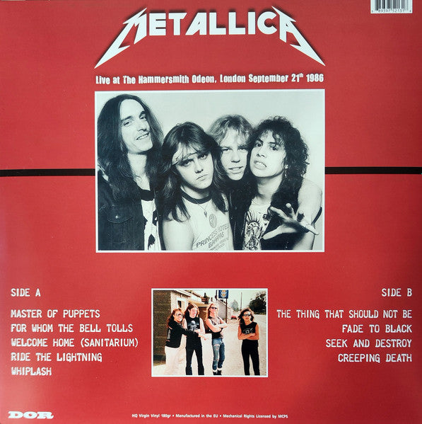 Metallica : Live At The Hammersmith Odeon, London September 21th 1986 (LP, Album, Unofficial, Red)