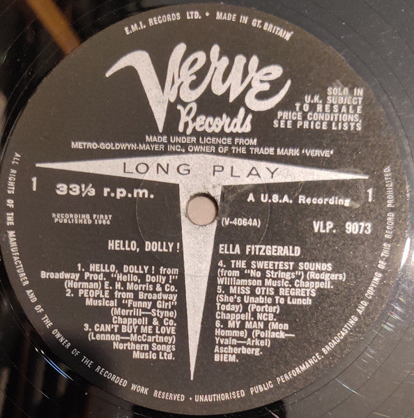 Ella Fitzgerald : Hello, Dolly! (LP, Mono)