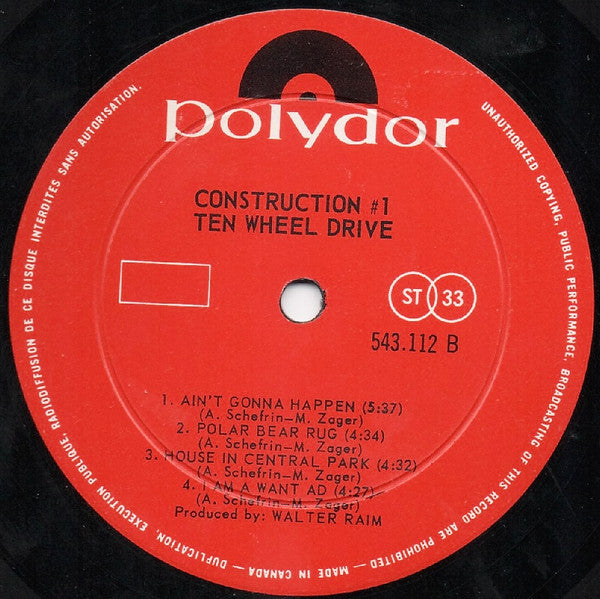 Ten Wheel Drive With Genya Ravan : Construction #1 (LP, Album)