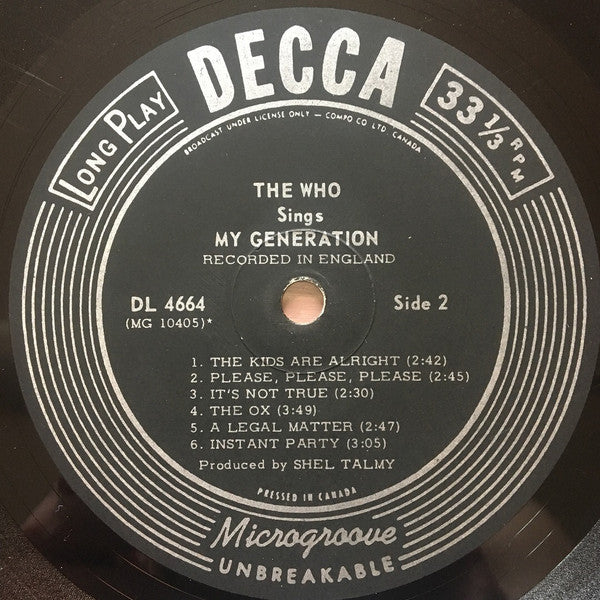 The Who : The Who Sings My Generation (LP, Album, Mono)
