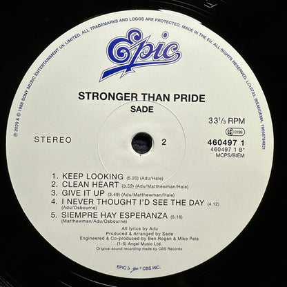 Sade : Stronger Than Pride (LP, Album, RE, RM, Hal)