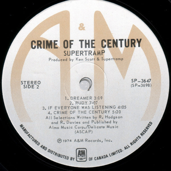 Supertramp : Crime Of The Century (LP, Album, RE)
