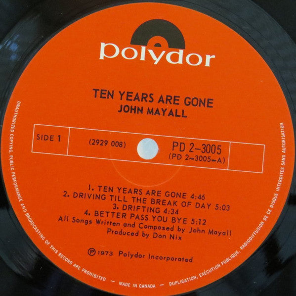John Mayall : Ten Years Are Gone (2xLP, Album, Gat)