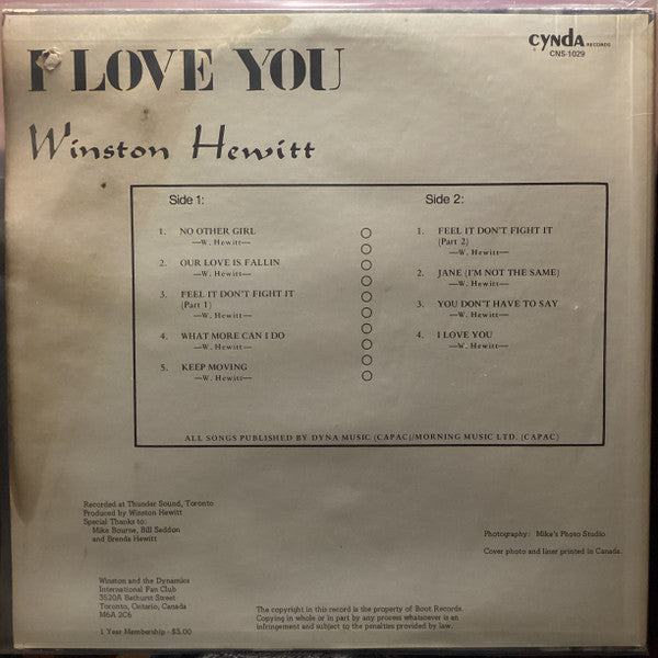 Winston Hewitt : I Love You (LP, Album)