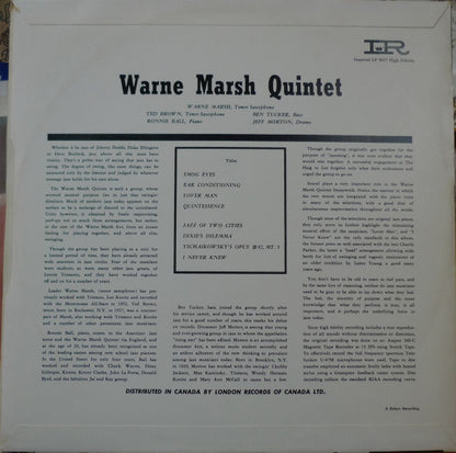 Warne Marsh : Jazz Of Two Cities (LP, Album, Mono)