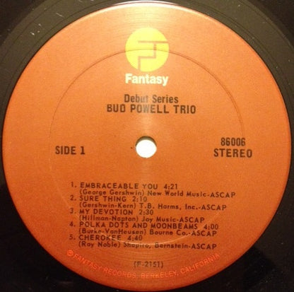 The Bud Powell Trio : The Bud Powell Trio (LP, Album, RE, RP)