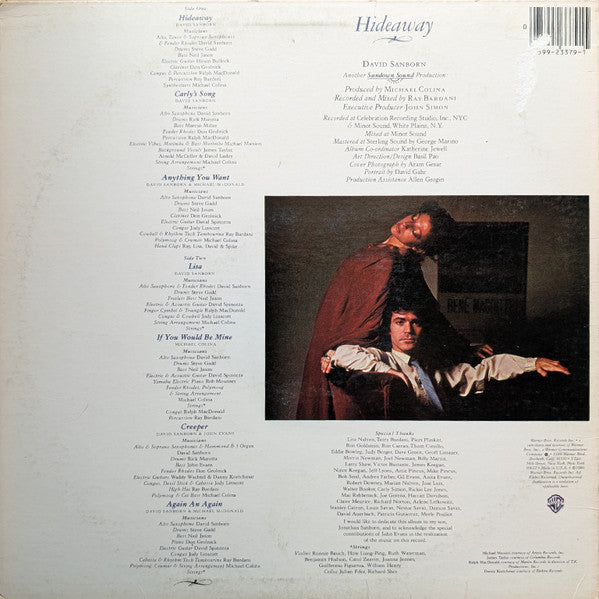 David Sanborn : Hideaway (LP, Album, Los)
