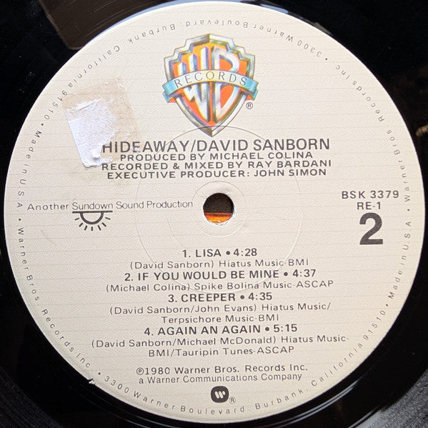 David Sanborn : Hideaway (LP, Album, Los)