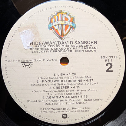 David Sanborn : Hideaway (LP, Album, Los)