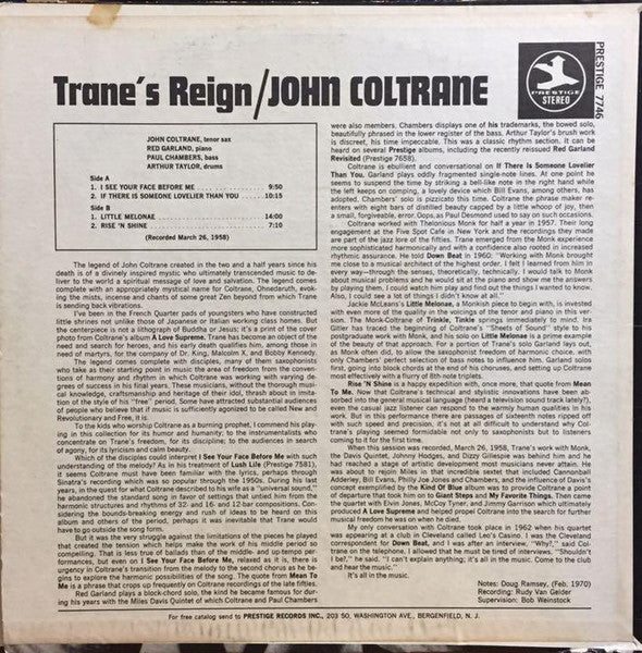 John Coltrane : Trane's Reign (LP, Album, RE, RM, Fak)