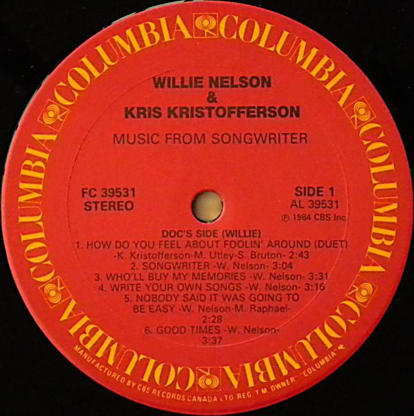 Willie Nelson & Kris Kristofferson : Music From Songwriter (LP, Album)