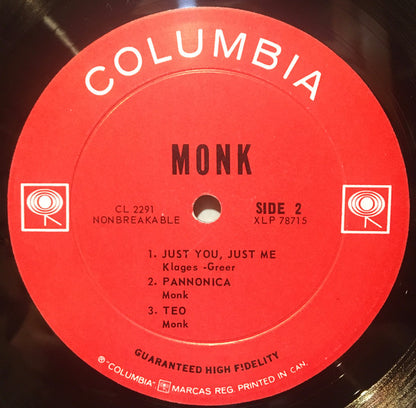 Thelonious Monk : Monk. (LP, Album, Mono)